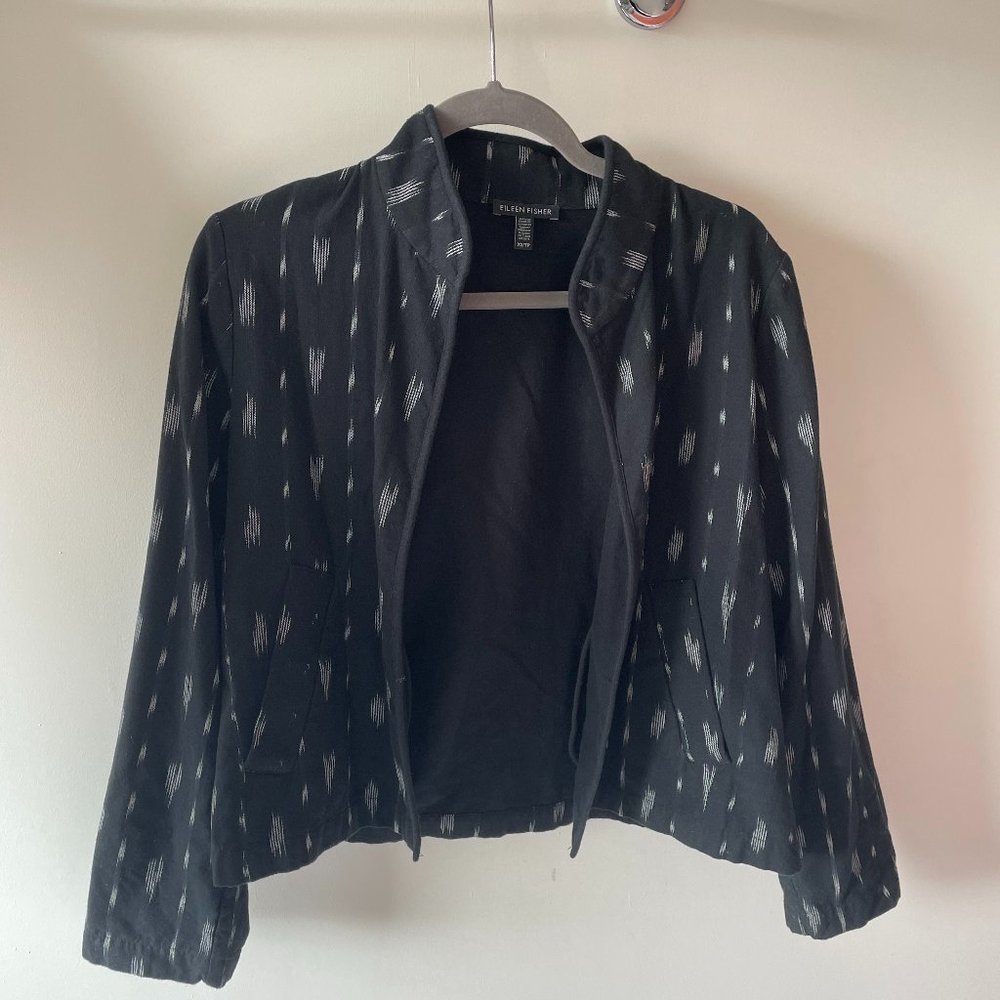Eileen Fisher Ikat Print Mandarin-Collar Jacket size XS